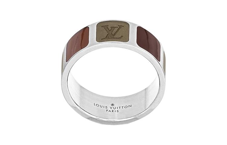 Shop LOUIS VUITTON Classic Logo Letter Metal Ring Silver for Men M0089M
