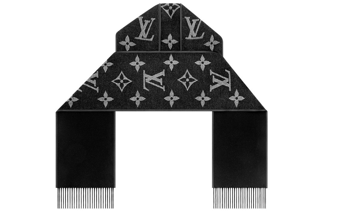 Louis Vuitton Classic Logo Print Tassel Hooded Knit Scarf Unisex. M77812 圖 3