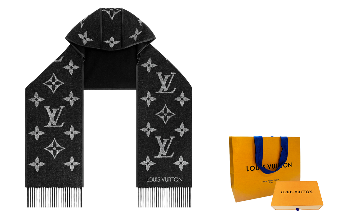 Louis Vuitton Classic Logo Print Tassel Hooded Knit Scarf Unisex. M77812 圖 5