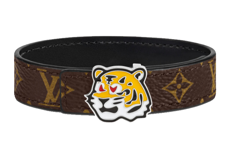Order LOUIS VUITTON Pulsera Unisex Negra de Piel de Ternero con Logo Clásico y Tigre. M8042D