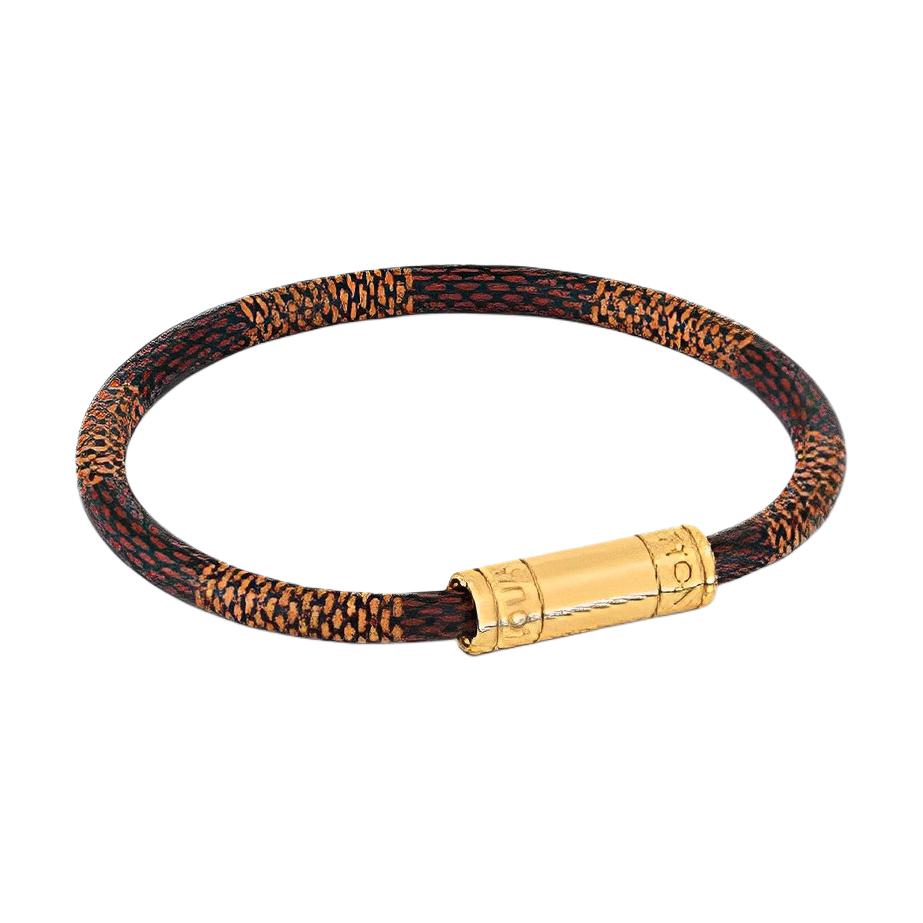LOUIS VUITTON Classic Monogram Metal Bracelet Unisex Couple Design Brown M8137