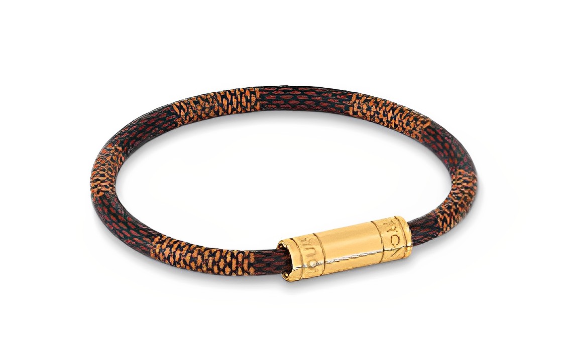 Order LOUIS VUITTON Gelang Logam Monogram Klasik Unisex Desain Pasangan Coklat M8137