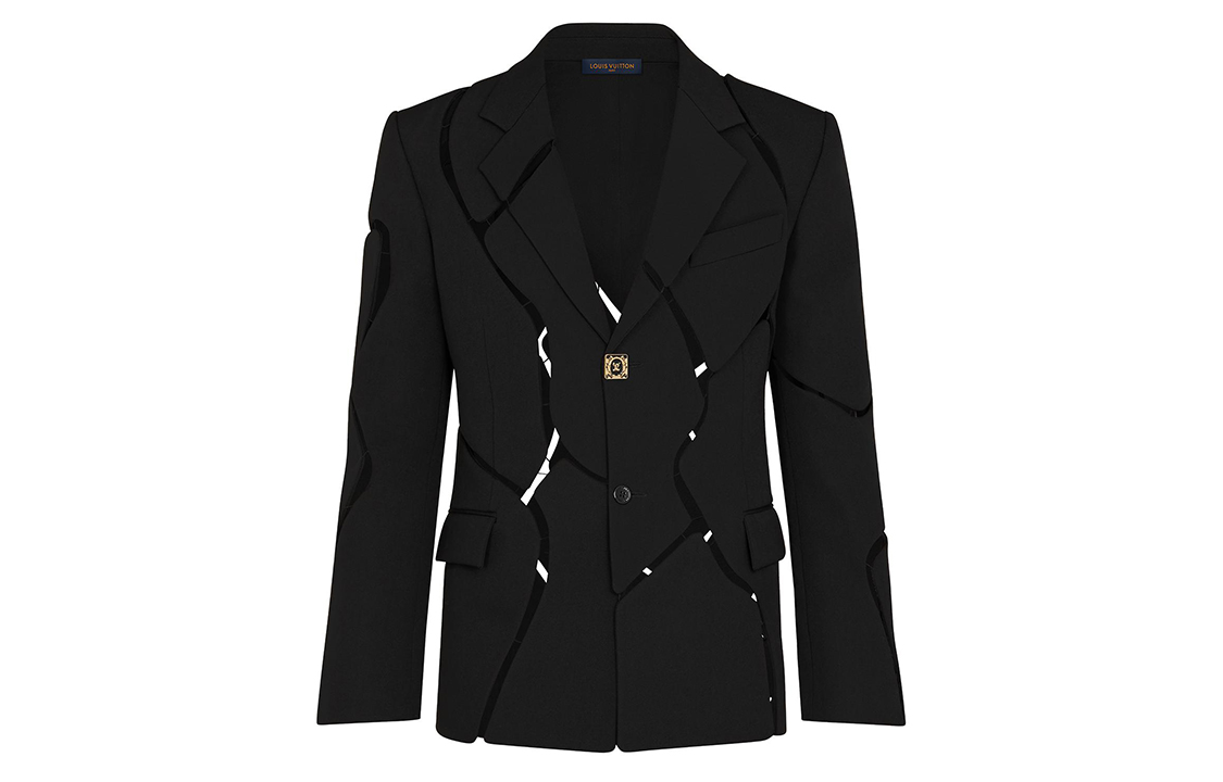 Louis Vuitton Classic Sculpted Button-Up Jacket Black Long Sleeve 1A8A6Q