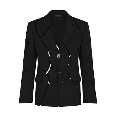 Louis Vuitton Classic Sculpted Button-Up Jacket Black Long Sleeve 1A8A6Q