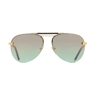 Louis Vuitton Clockwise Canvas Gold Aviator Sunglasses for Men. Z1108E