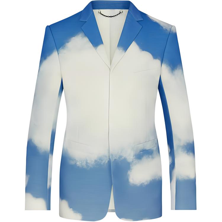 LOUIS VUITTON Cloud Embossed Single-Breasted Long Sleeve Blazer Blue Men. 1A8ALJ