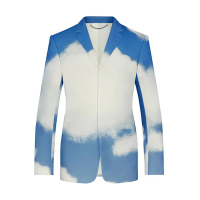 LOUIS VUITTON Cloud Embossed Single-Breasted Long Sleeve Blazer Blue Men. 1A8ALJ