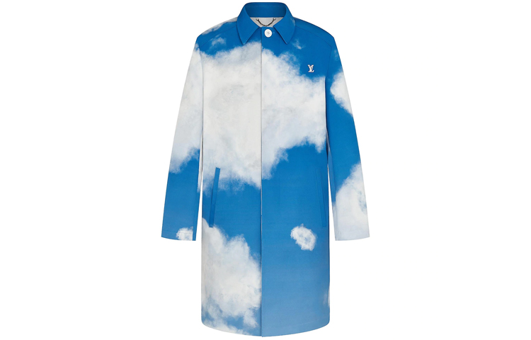 LOUIS VUITTON Cloud Pattern Button Pocket Long Sleeve Coat Blue 1A8A5