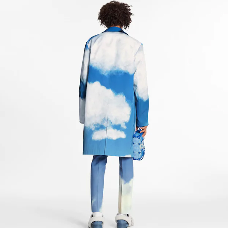 LOUIS VUITTON Cloud Pattern Button Pocket Long Sleeve Coat Blue 1A8A5 圖 4
