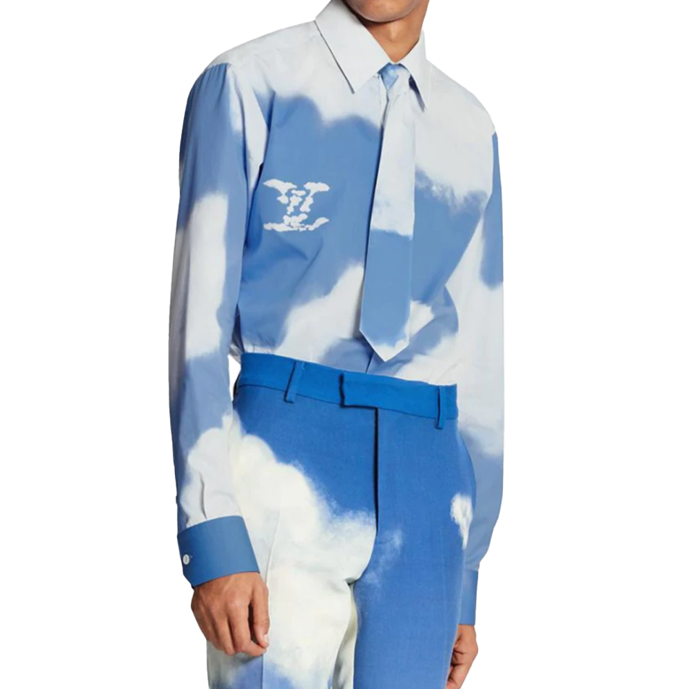 Lookbook Louis Vuitton Baju Putih Lengan Panjang Corak Awan Lelaki 1A8ATW