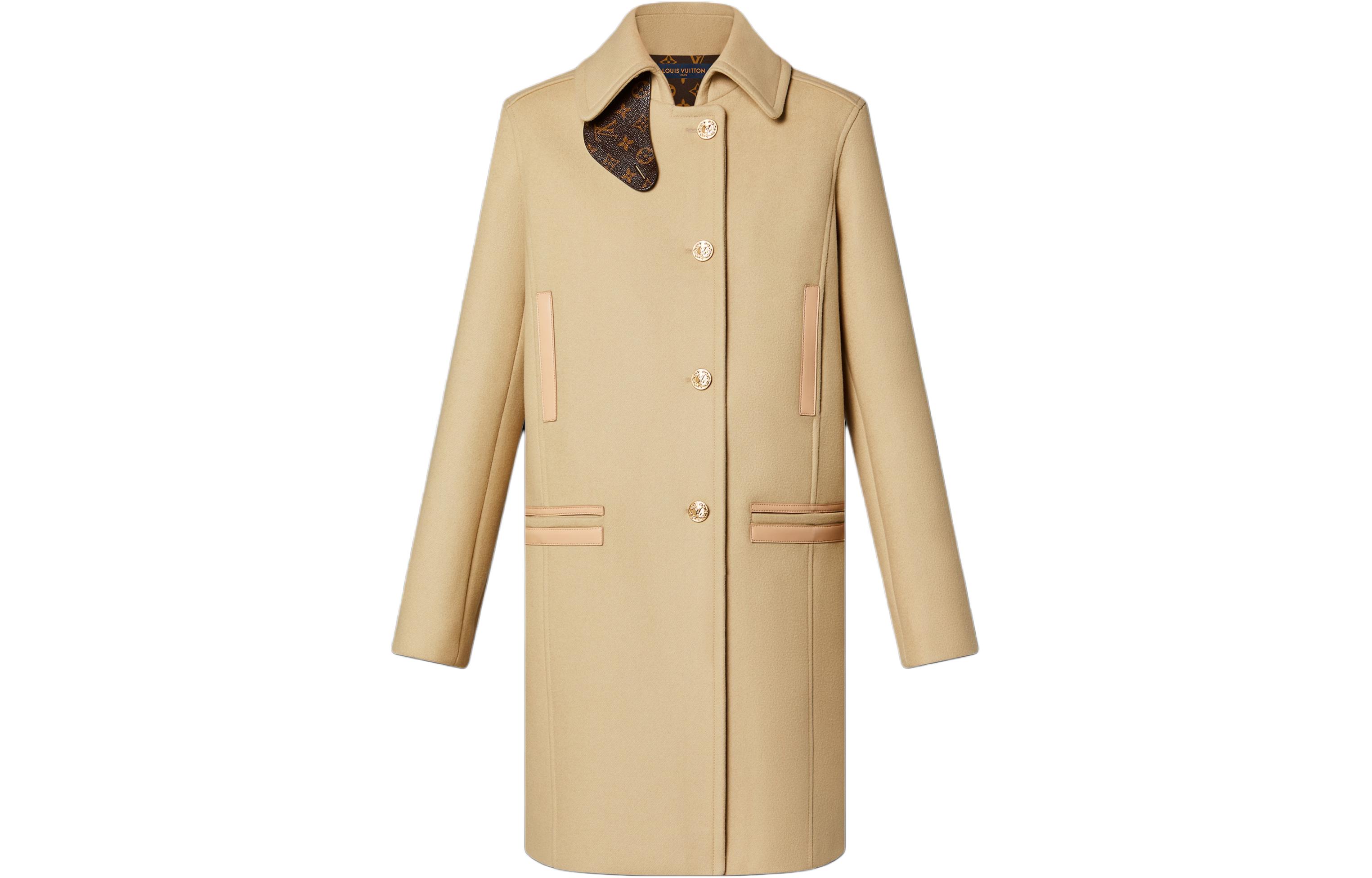 Louis Vuitton Colorblock Button-Up Long Jacket Unisex Brown 1AB782