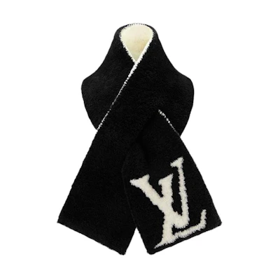 Louis Vuitton Comfy Black Wool Nylon Scarf Unisex Couple Style M79399