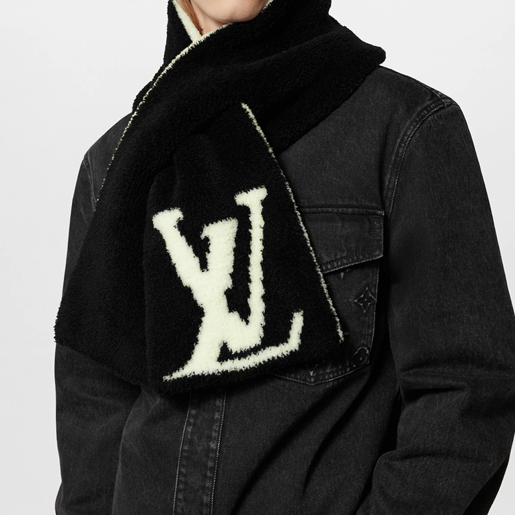 Louis Vuitton Comfy Black Wool Nylon Scarf Unisex Couple Style M79399 圖 7