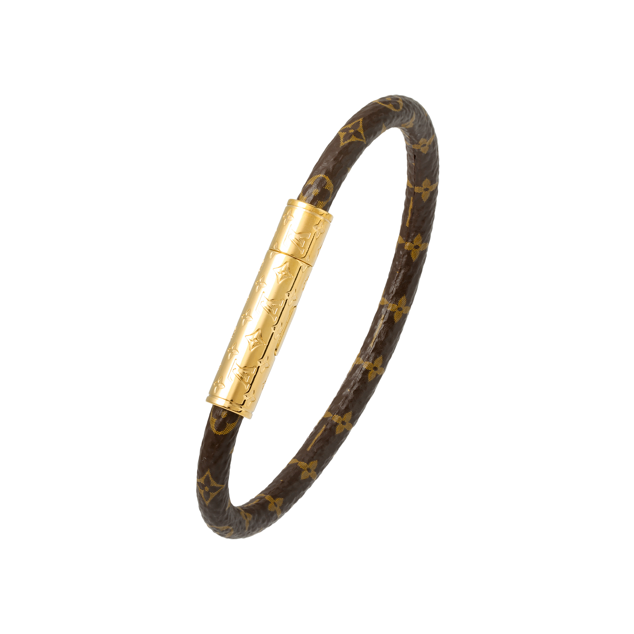 Louis Vuitton Confidential Monogram Brown Brass Bracelet Unisex Couple Style M6334F 圖 3