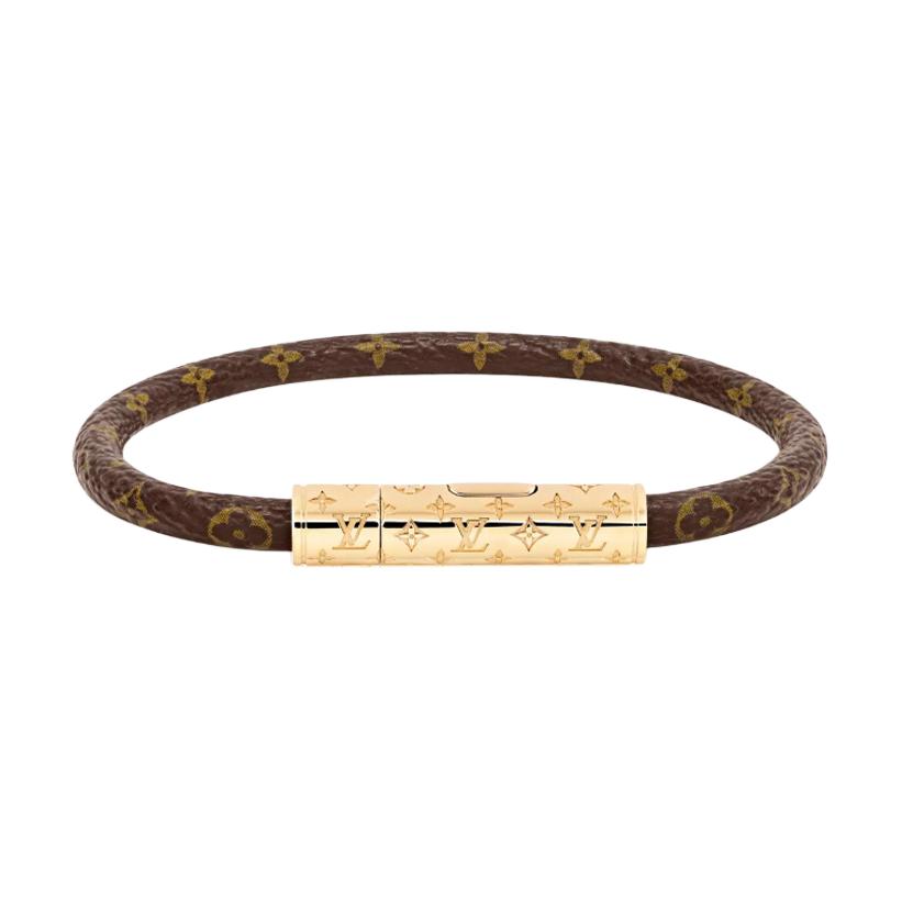 LOUIS VUITTON Confidential Monogram Canvas Bracelet Brown Unisex Couples 15cm M6334G