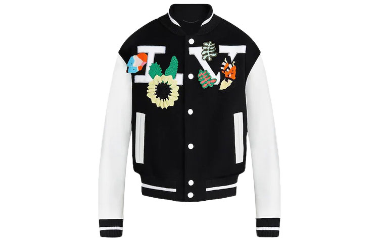 Louis Vuitton Crochet Floral Baseball Jacket Black 1A7R3K