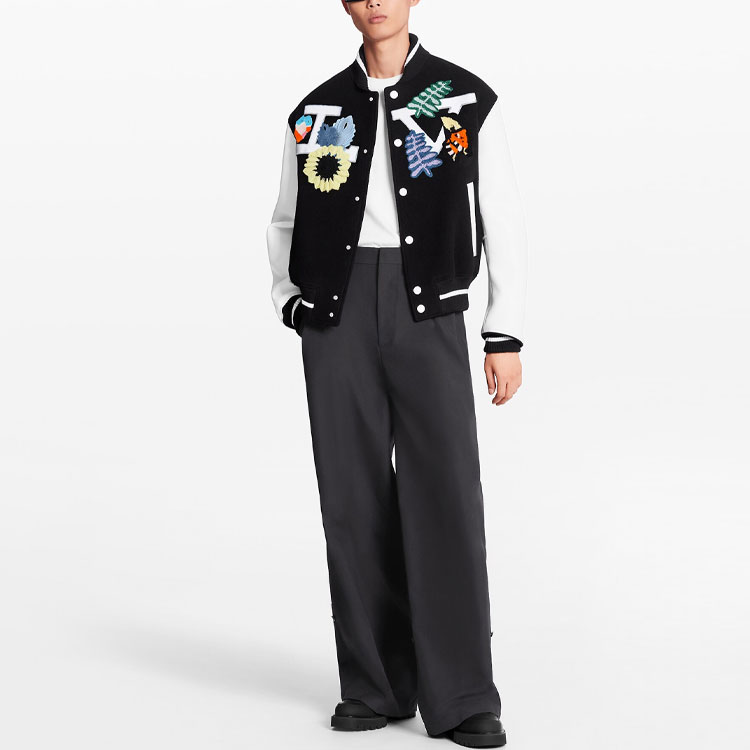 Louis Vuitton Crochet Floral Baseball Jacket Black 1A7R3K 圖 3