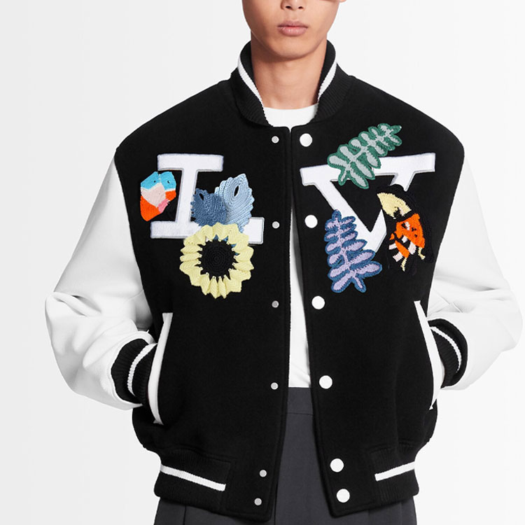 Louis Vuitton Crochet Floral Baseball Jacket Black 1A7R3K 圖 4