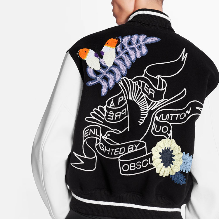 Louis Vuitton Crochet Floral Baseball Jacket Black 1A7R3K 圖 5