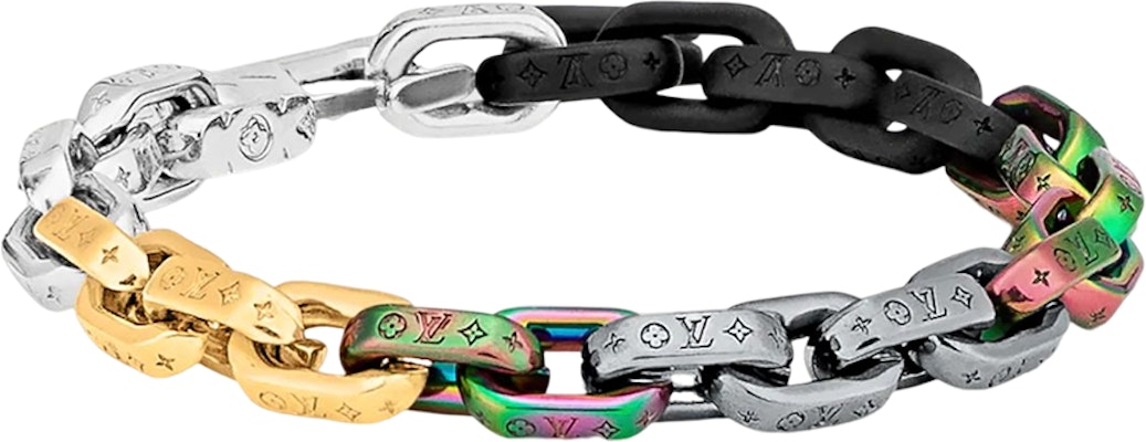 LOUIS VUITTON Cuban Link Logo Metal Bracelet Multicolor Accessory M0070L Lookbook LOUIS VUITTON Cuban Link Logo Metal Bracelet Multicolor Accessory M0070L
