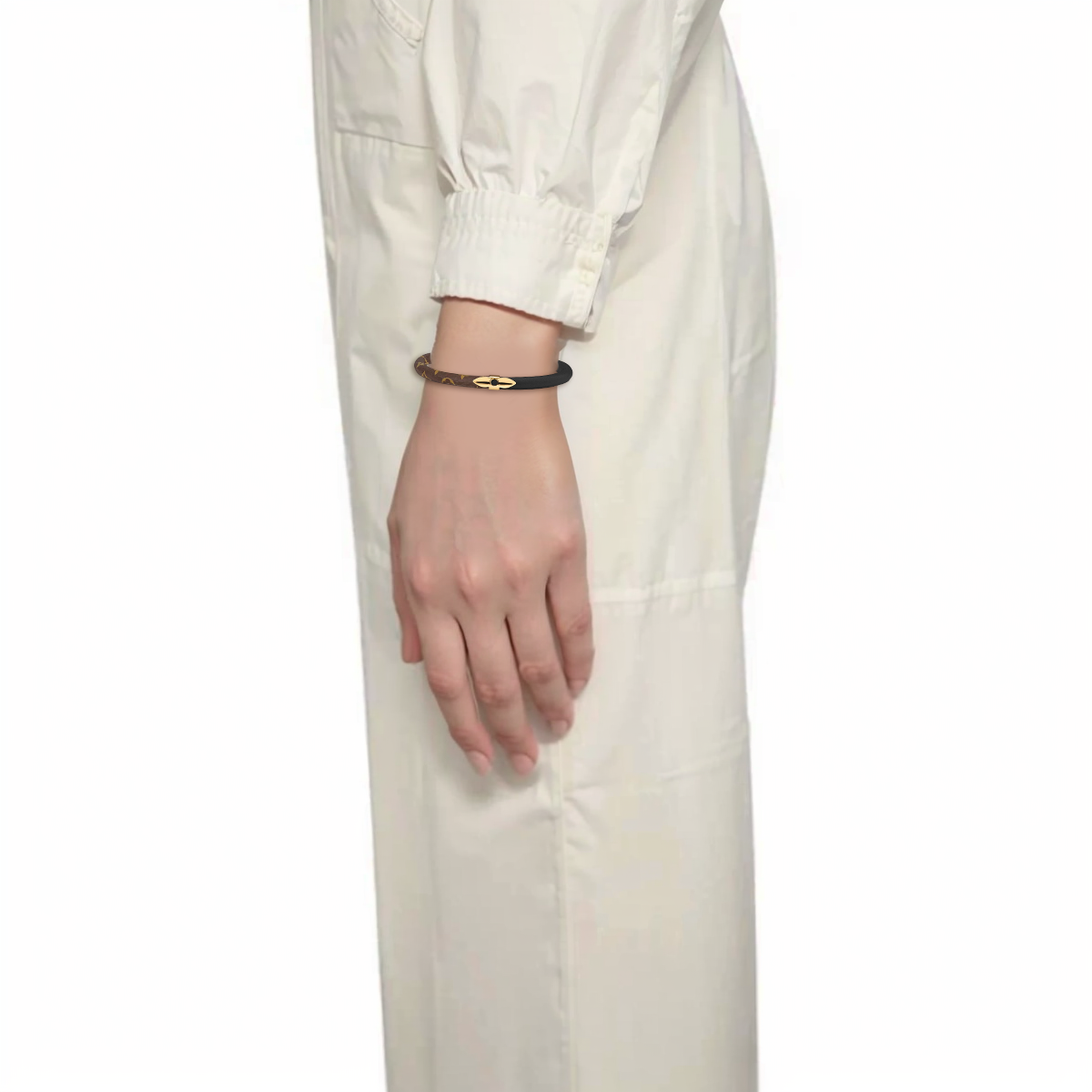 Shop 루이비통 데일리 컨피덴셜 투톤 송아지가죽 브레이슬릿, 유니섹스, 브라운 M6431F