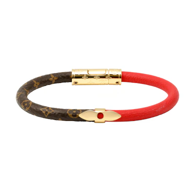 Louis Vuitton Daily Confidential Red Monogram Bracelet Unisex Couple Design M6433E