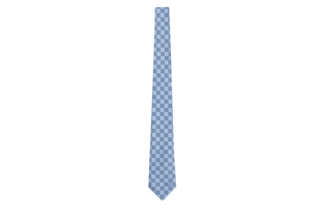 LOUIS VUITTON Damier Check Silk Tie Men’s Light Blue M78754