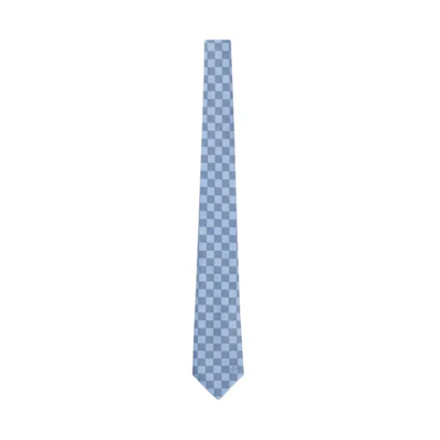 LOUIS VUITTON Damier Check Silk Tie Men’s Light Blue M78754