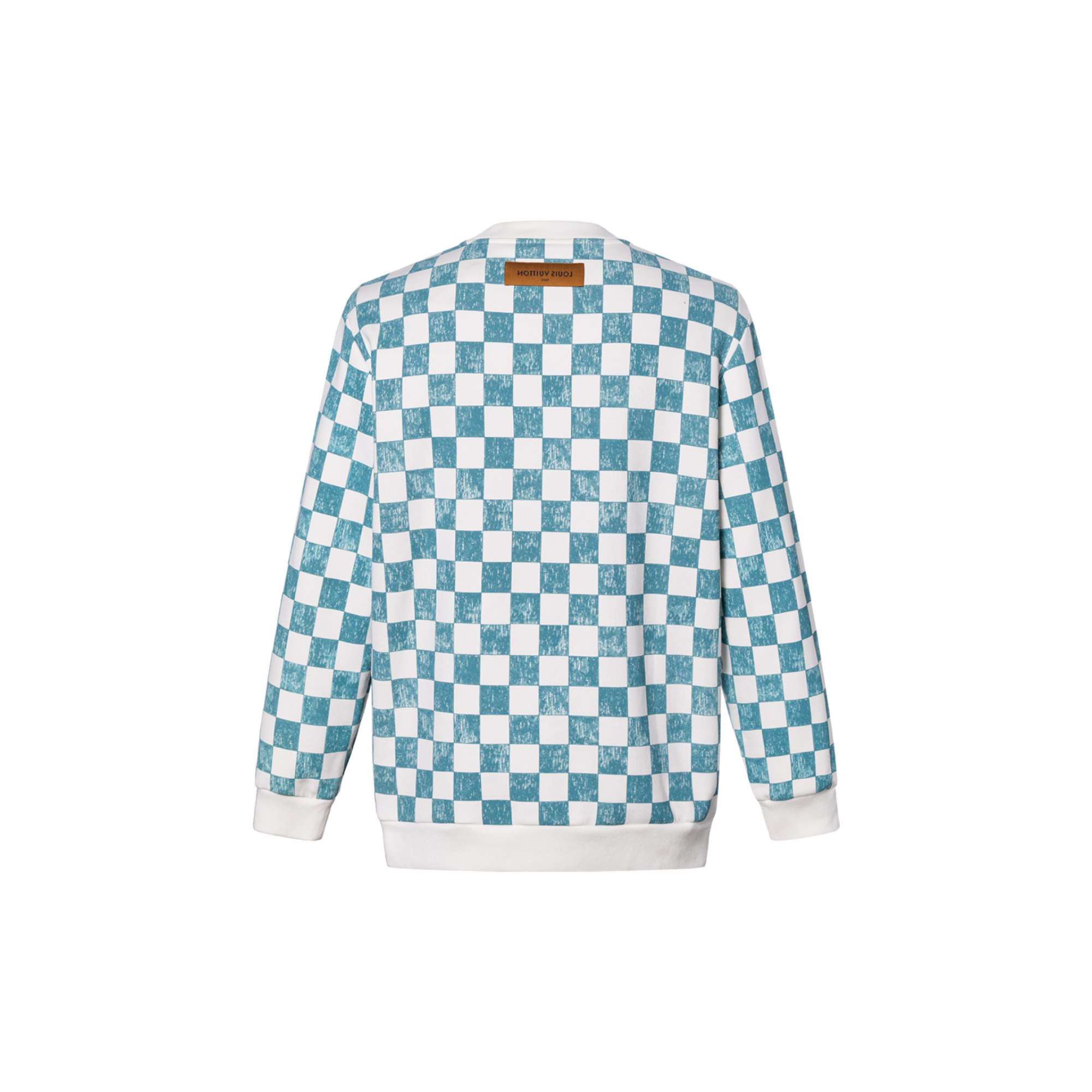 Louis Vuitton Damier Checkered Crewneck Sweatshirt Blue White Unisex 1A99VC