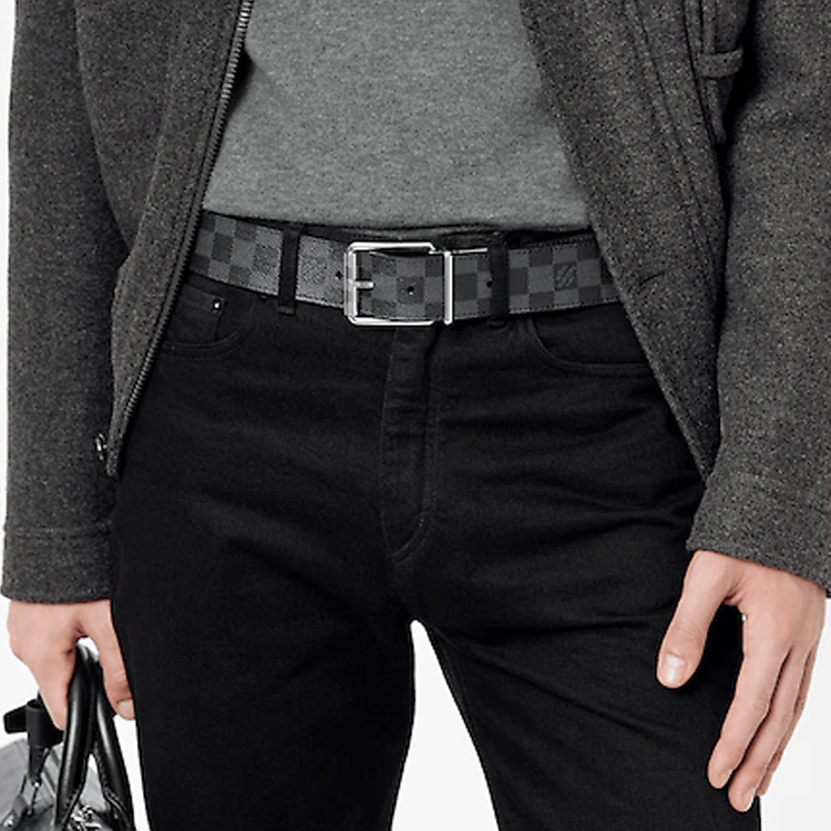 LOUIS VUITTON Damier Leather Belt Black 4cm with Original Box M9156V 圖 5