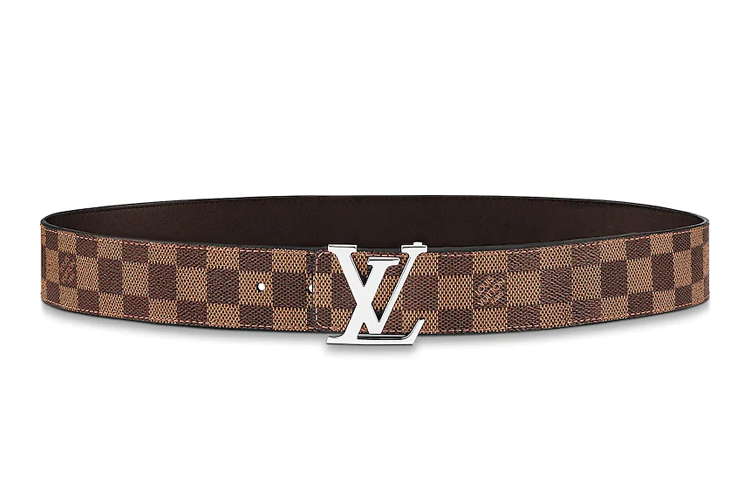 Louis Vuitton Damier Leather Belt Unisex Brown 4cm Wide M0212