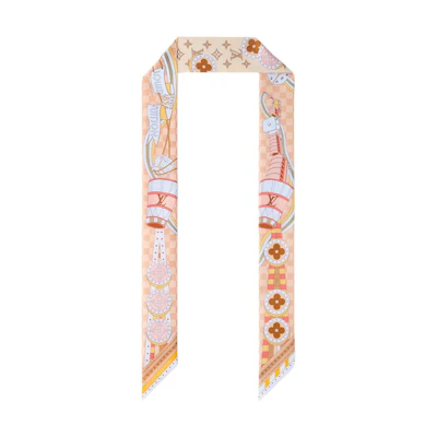 LOUIS VUITTON Damier Pattern Silk Headband Unisex Couple Style Orange M96396