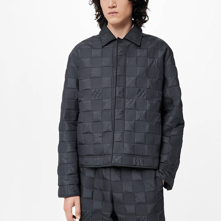 LOUIS VUITTON Damier Quilted Logo Belted Jacket Black 1A9A5K 圖 5