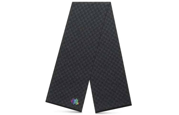 Louis Vuitton Damier Wool Knit Scarf for Men Black M76042
