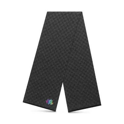 Louis Vuitton Damier Wool Knit Scarf for Men Black M76042