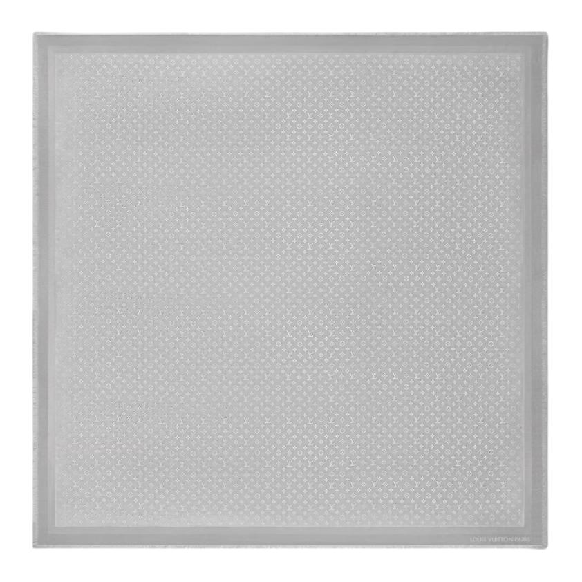 LOUIS VUITTON Designer Silk Scarf Unisex Couple Style Grey M96854