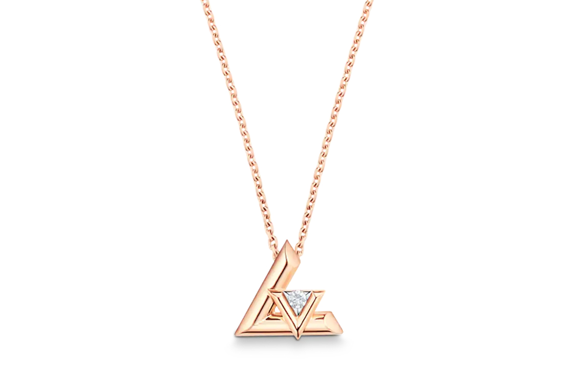 LOUIS VUITTON Diamond Letter Pendant Rose Gold Necklace Unisex Q93813 圖 2