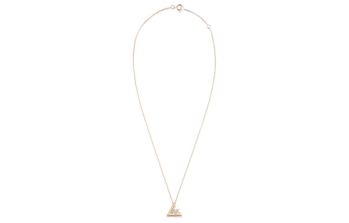 LOUIS VUITTON Diamond Letter Pendant Rose Gold Necklace Unisex Q93813 圖 3