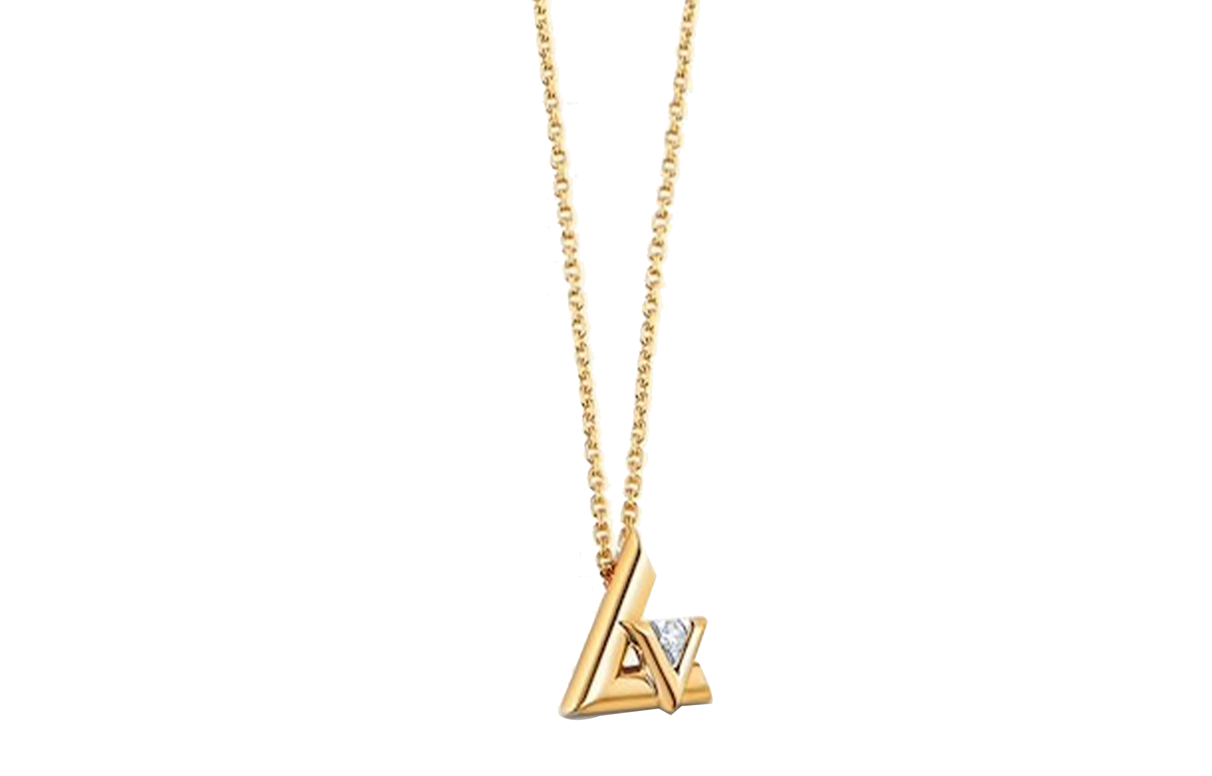 LOUIS VUITTON Diamond Pendant 18k Gold Unisex Necklace Q93805 圖 3