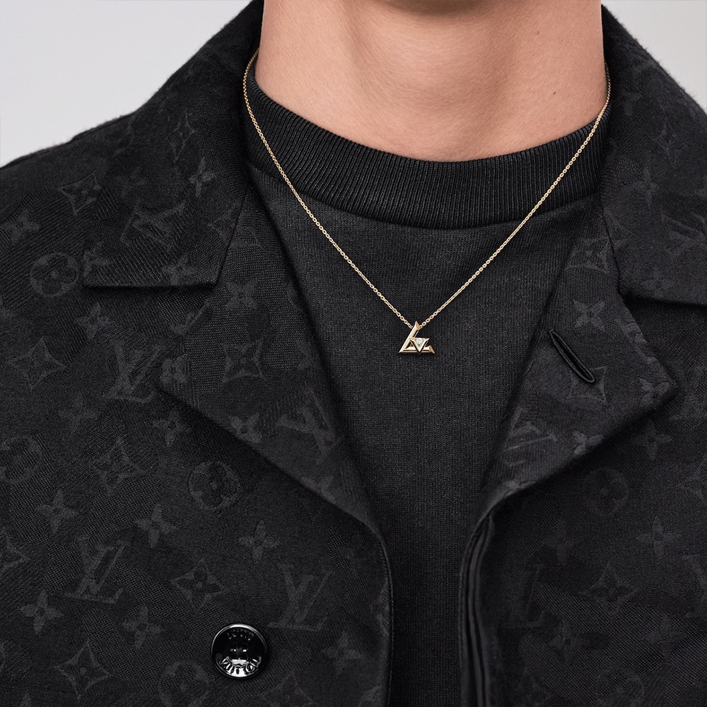 LOUIS VUITTON Diamond Pendant 18k Gold Unisex Necklace Q93805 圖 6
