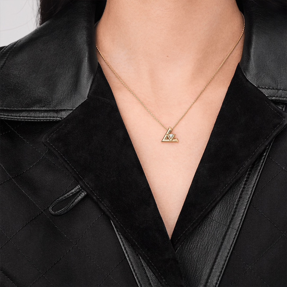 LOUIS VUITTON Diamond Pendant 18k Gold Unisex Necklace Q93805 圖 7