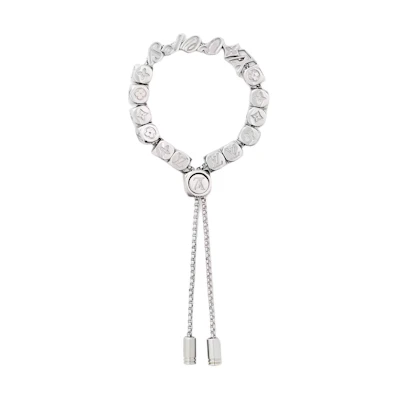 LOUIS VUITTON Dice Design Metal Bracelet Unisex Couple Silver. M1667-Ring