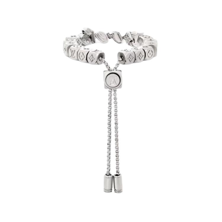 LOUIS VUITTON Dice Design Metal Bracelet Unisex Couple Silver. M1667-Ring 圖 3