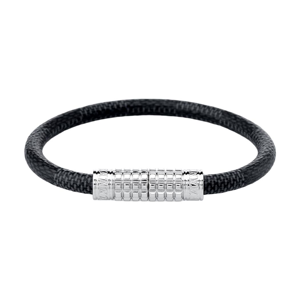 LOUIS VUITTON Digit Premium Canvas Bracelet for Men Black M6626