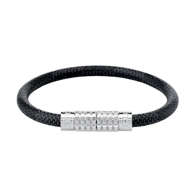 LOUIS VUITTON Digit Premium Canvas Bracelet for Men Black M6626
