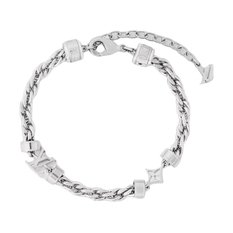 LOUIS VUITTON Distressed Metallic Brass  Bracelet Silver. m02744