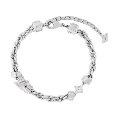 LOUIS VUITTON Distressed Metallic Brass Bracelet Silver. m02744