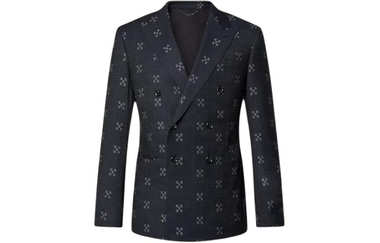 Louis Vuitton Double-Breasted Wool Pont Neuf Jacket Navy Blue 1ABJRF