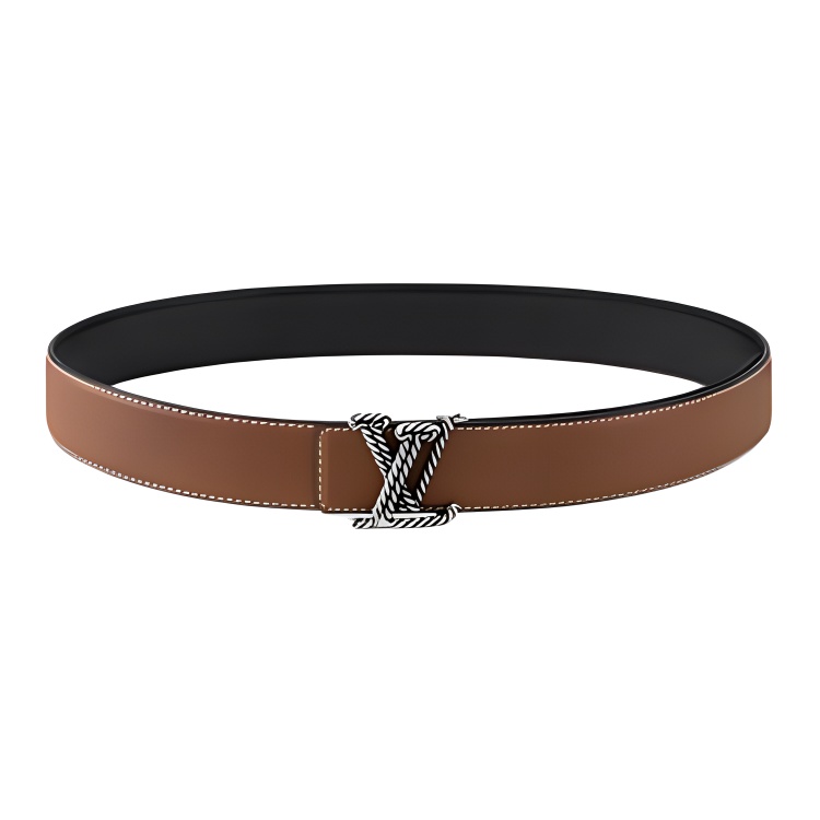 Louis Vuitton Double-Sided Aged Leather Belt with LV Buckle Brown 35CM Men M4137V