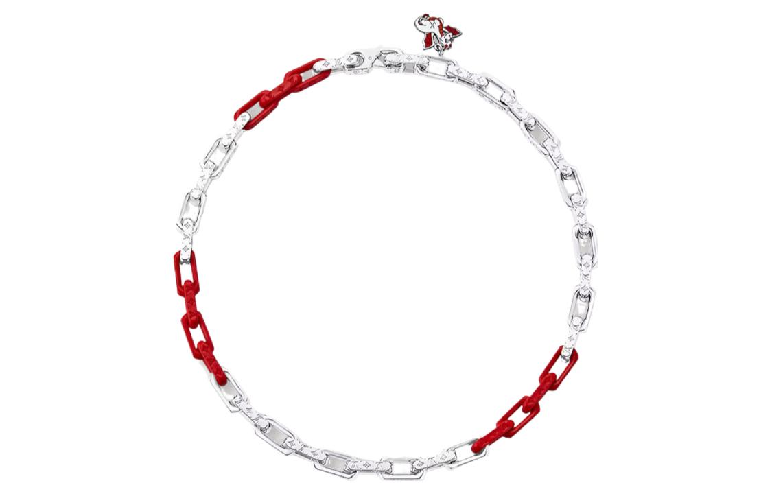 LOUIS VUITTON Dragon Pendant Logo Engraved Necklace Silver for Men. M01489